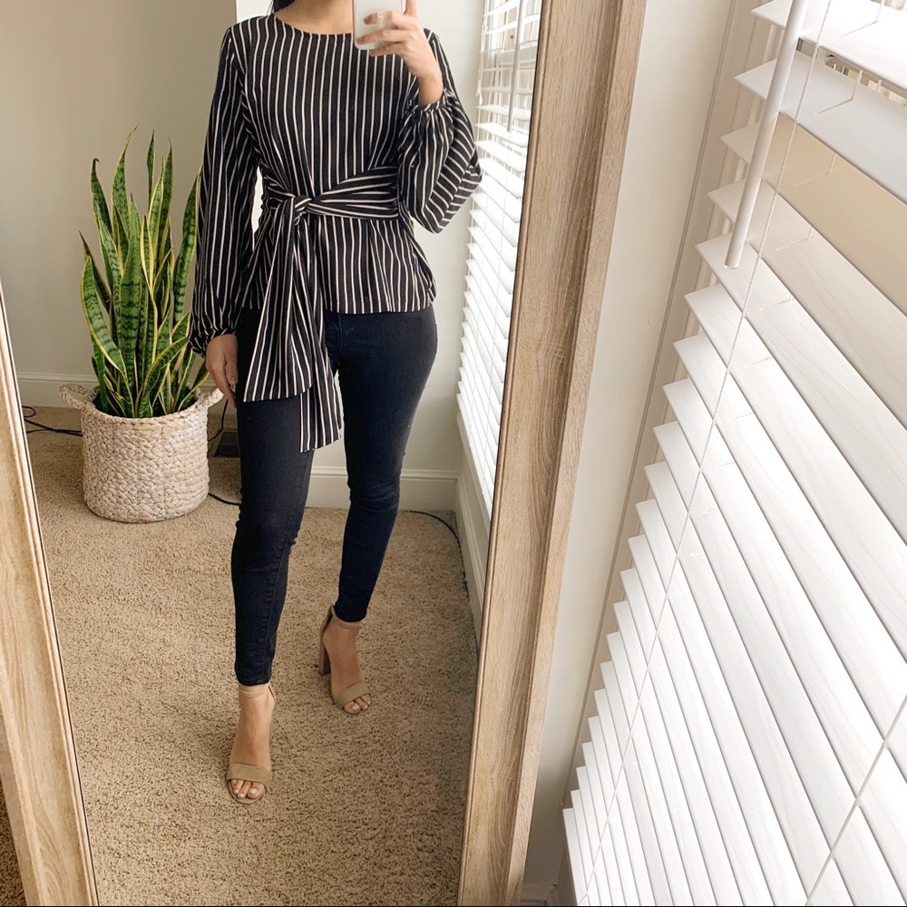 Olivaceous Striped Blouse